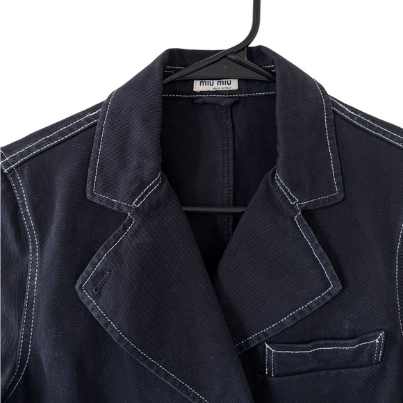 Miu Miu Black Denim  Blazer Jacket - Picture 11 of 16